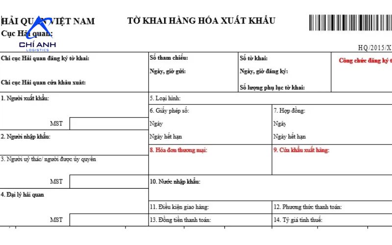 Tờ khai hàng xuất khẩu
