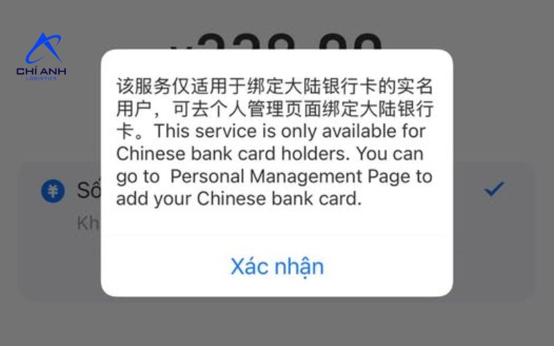 Lỗi xác minh khi thanh toán taobao